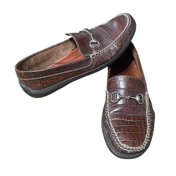 Peter Millar Loafers Mens Mens 10.5 M Mahogany Brown Crocodile Leather Grain Bit - Picture 2 of 12